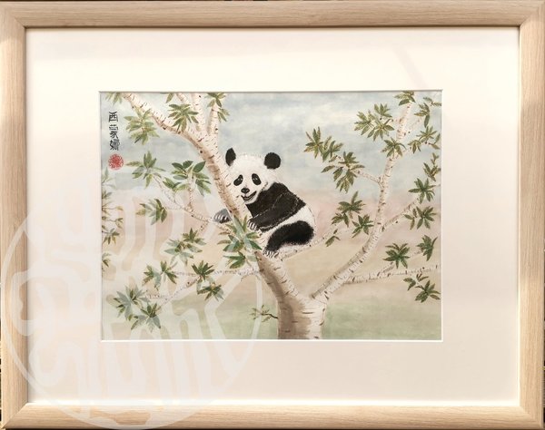 Gemälde - Panda im Baum_2020 - Rahmen ca. 65x 50 cm
