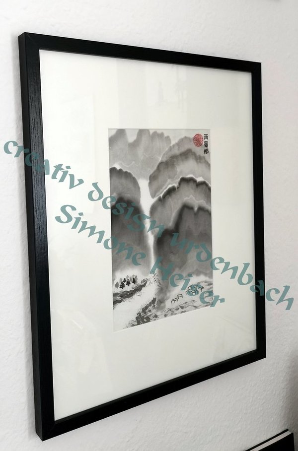 Gemälde - Schlucht_2018 schwarz-weiß - Rahmen ca. 40 X 50 cm